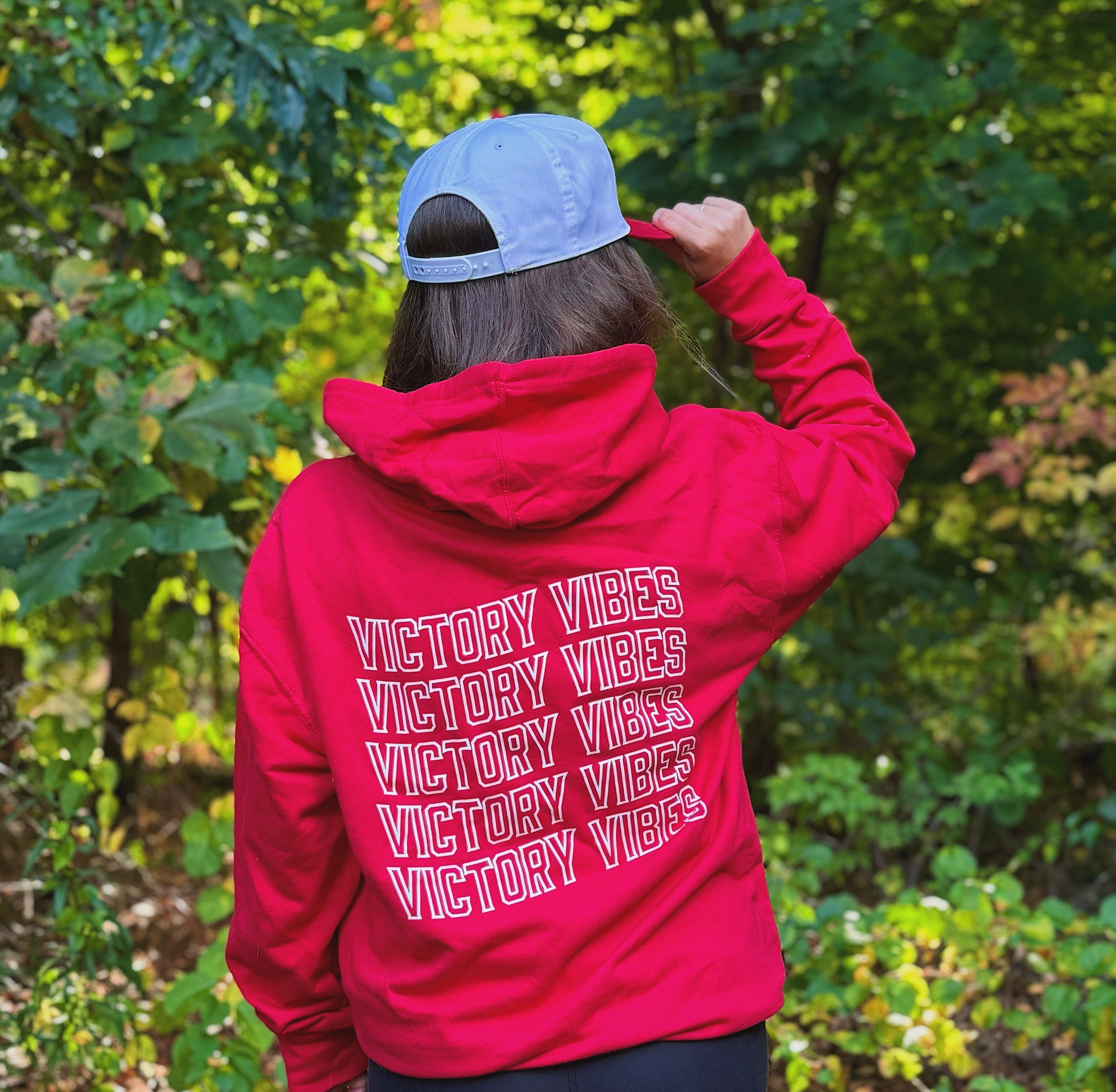 Red victory vibes sweatshirt, to celebrate your sports teams victory, in Sox red