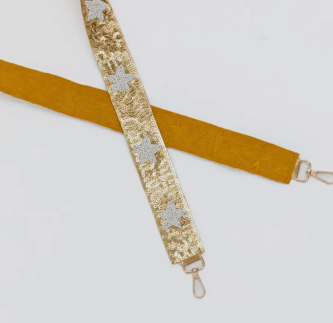 Sequin Gold Star Bag Strap